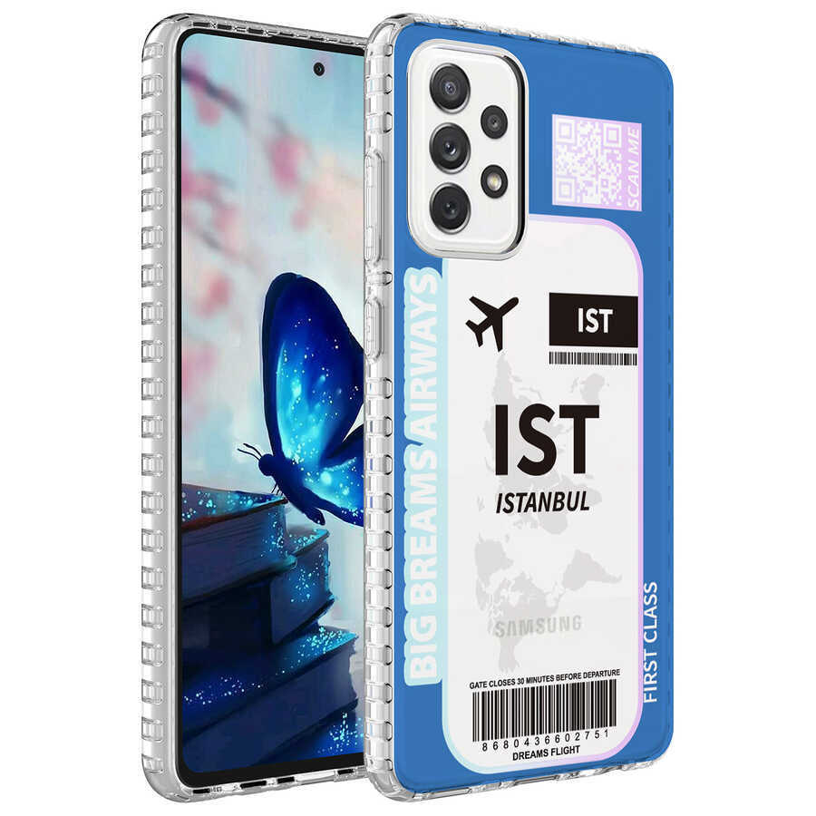 Galaxy A32 4G Kılıf Airbag Kenarlı Renkli Desenli Silikon Zore Elegans Kapak
