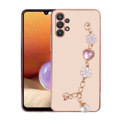 Galaxy A32 4G Kılıf El Tutamaçlı Kamera Korumalı Zore Taka Silikon Kapak Pembe