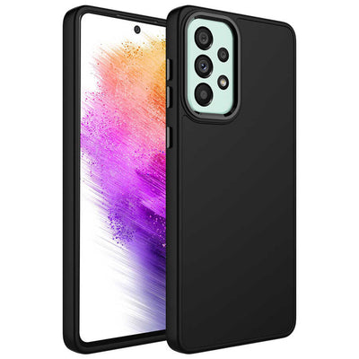 Galaxy A32 4G Kılıf Metal Çerçeve ve Buton Tasarımlı Silikon Zore Luna Kapak Lila