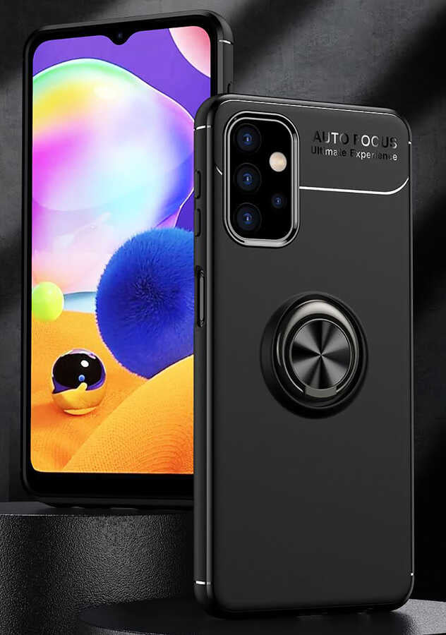 Galaxy A32 5G Kılıf Zore Ravel Silikon Kapak Siyah-Mavi