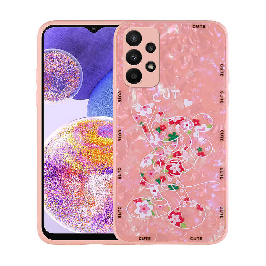 Galaxy A33 5G Kılıf Desenli Sert Silikon Zore Mumila Kapak Lilac Bear