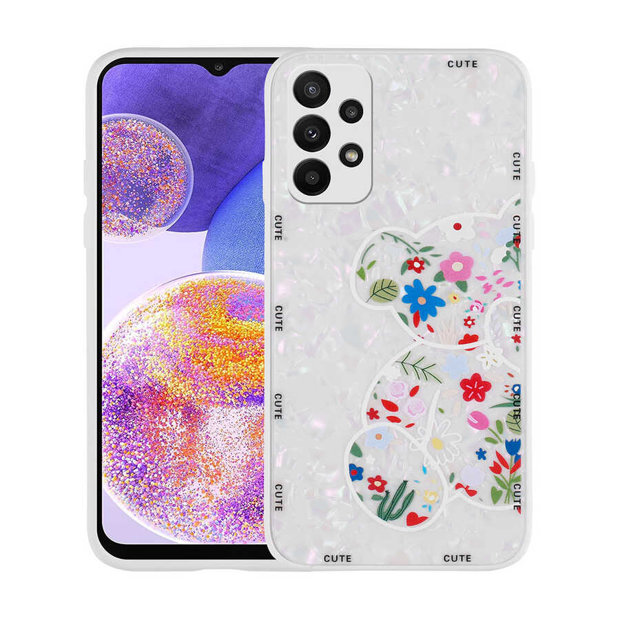 Galaxy A33 5G Kılıf Desenli Sert Silikon Zore Mumila Kapak White Bear