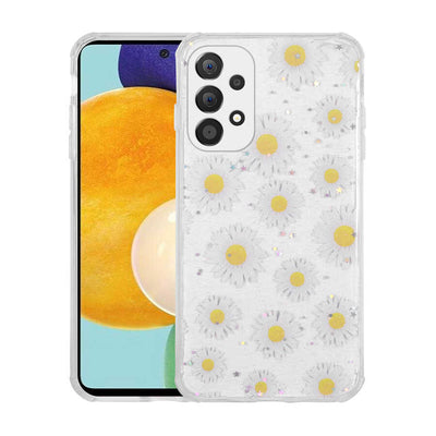Galaxy A33 5G Kılıf Simli Desenli Kamera Korumalı Parlak Zore Popy Kapak Papatya