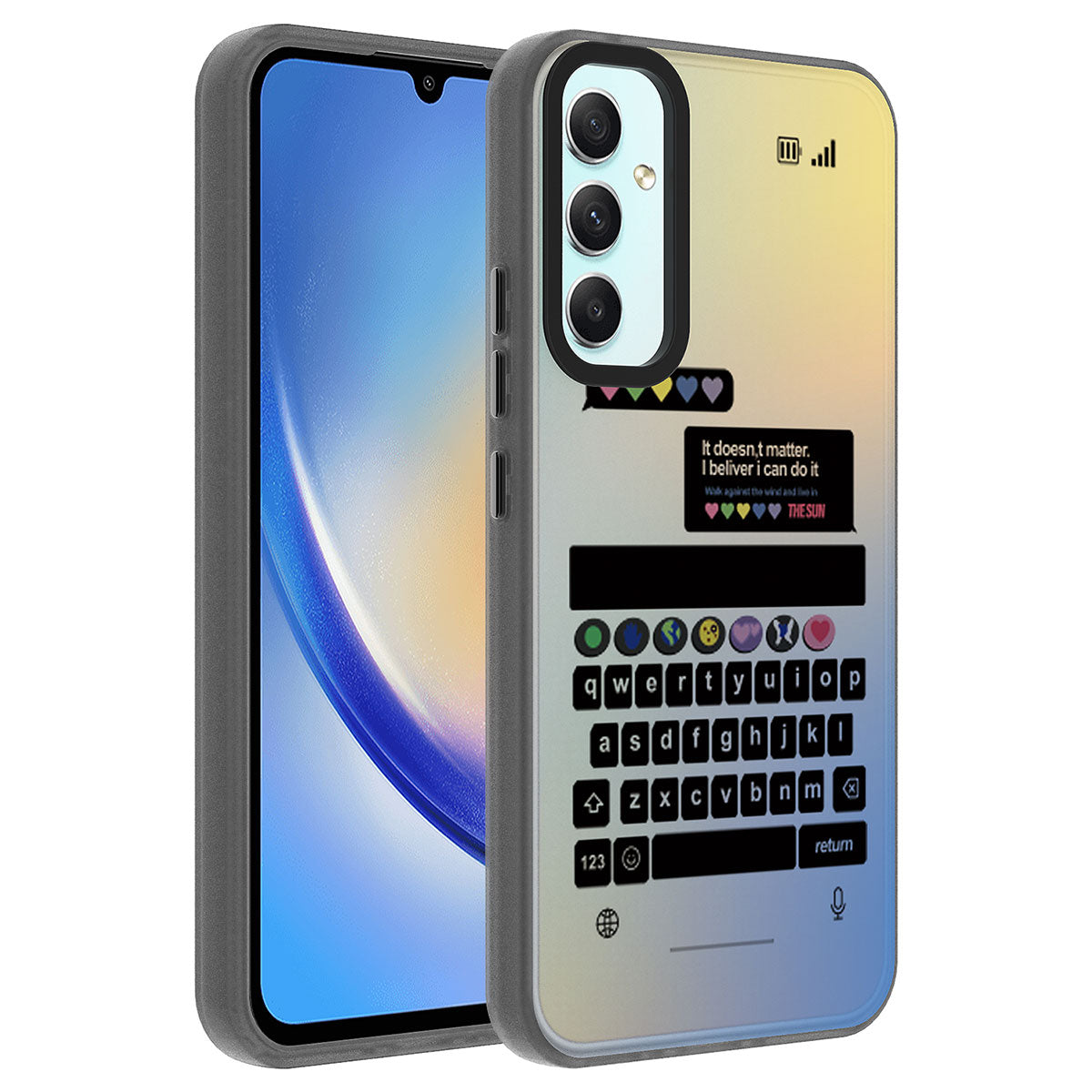 Galaxy A34 Kılıf Desenli Zore Dragon Sert Kapak Klavye