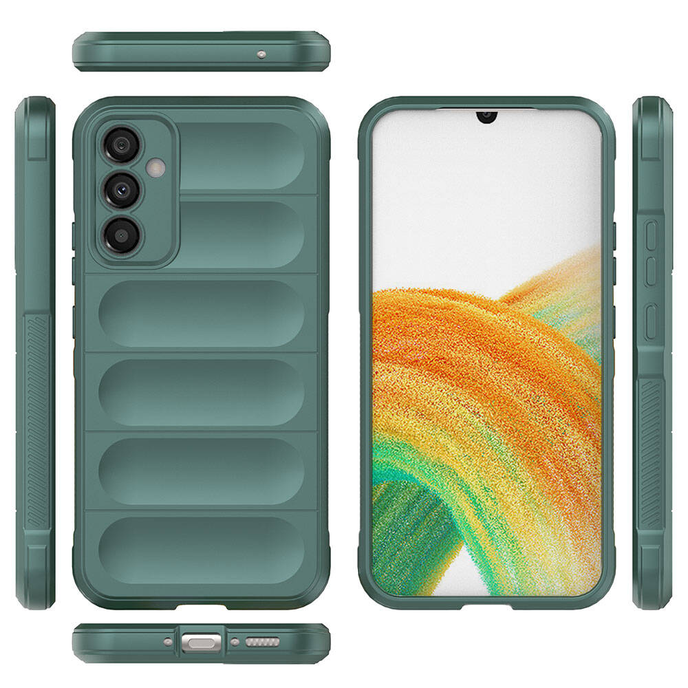 Galaxy A34 Kılıf Esnek TPU Oyuklu Arka Yüzey Tasarımlı Zore Etnik Silikon Kapak Koyu Yeşil