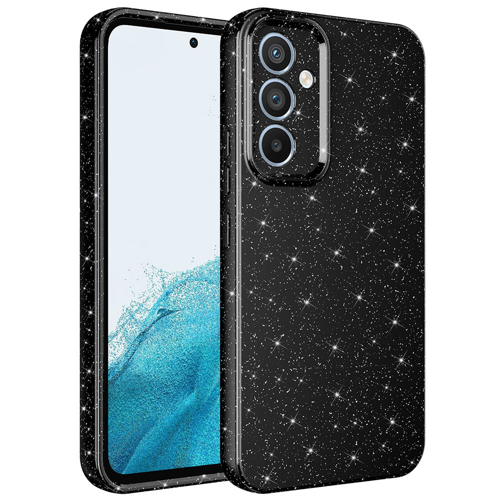 Galaxy A34 Kılıf Kamera Korumalı Simli Lüks Zore Koton Kapak Siyah