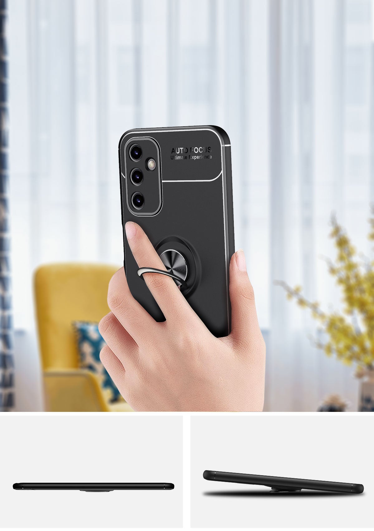 Galaxy A34 Kılıf Zore Ravel Silikon Kapak Siyah-Mavi