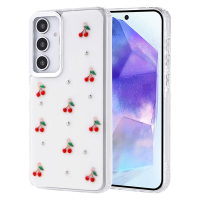 Galaxy A35 Kılıf Airbag Tasarımlı Simli Şeffaf Zore Kutup Kapak Kiraz