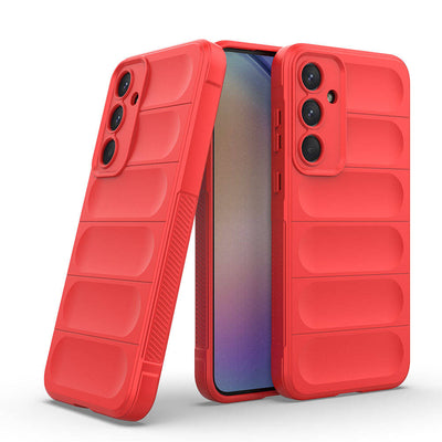 Galaxy A35 Kılıf Esnek TPU Oyuklu Arka Yüzey Tasarımlı Zore Etnik Silikon Kapak Kırmızı