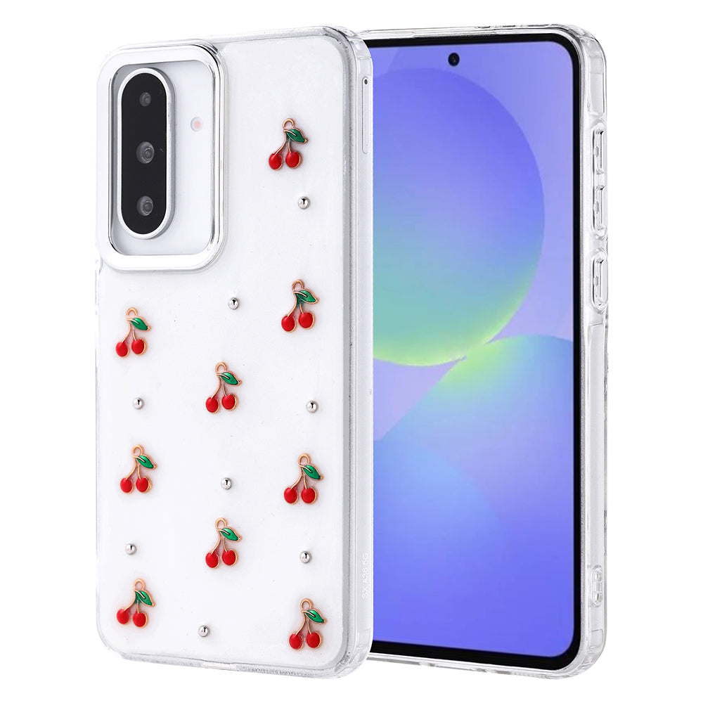 Galaxy A36 Kılıf Airbag Tasarımlı Simli Şeffaf Zore Kutup Kapak Kiraz