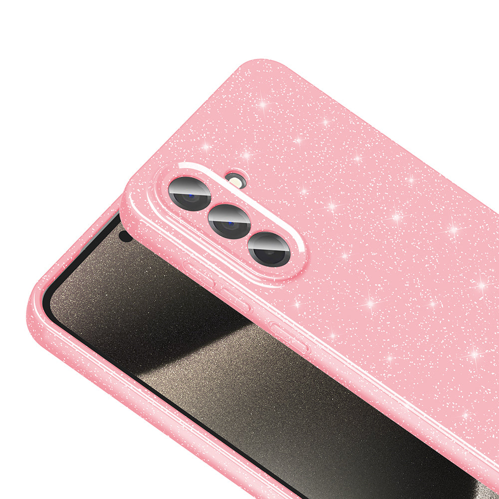 Galaxy A36 Kılıf Kamera Korumalı Simli Lüks Zore Koton Kapak Açık Pembe