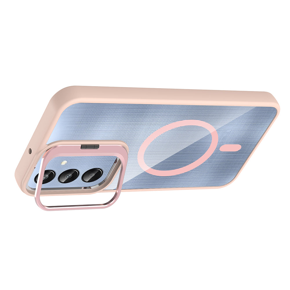 Galaxy A36 Kılıf Standlı ve Kamera Lens Hediyeli Zore Etro Kapak Gri