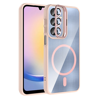 Galaxy A36 Kılıf Standlı ve Kamera Lens Hediyeli Zore Etro Kapak Pembe