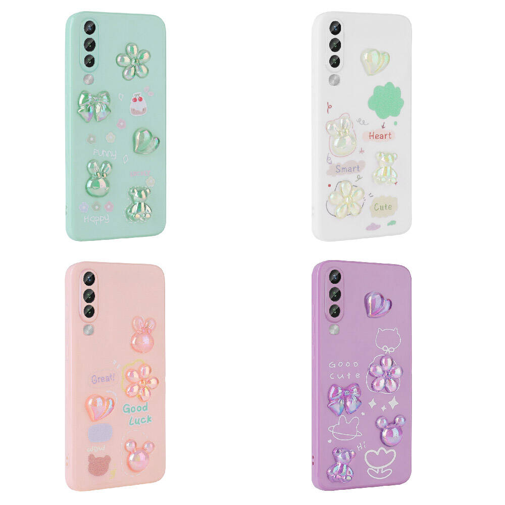 Galaxy A50 Kılıf Kabartma Figürlü Parlak Zore Toys Silikon Kapak Beyaz