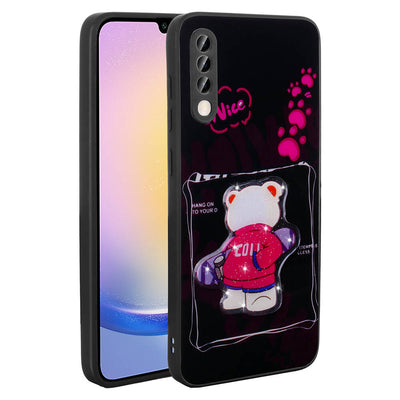 Galaxy A50 Kılıf Parlayan Kabartmalı İkonik Figürlü Zore Amas Silikon Kapak Siyah