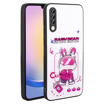 Galaxy A50 Kılıf Parlayan Kabartmalı İkonik Figürlü Zore Amas Silikon Kapak Mor