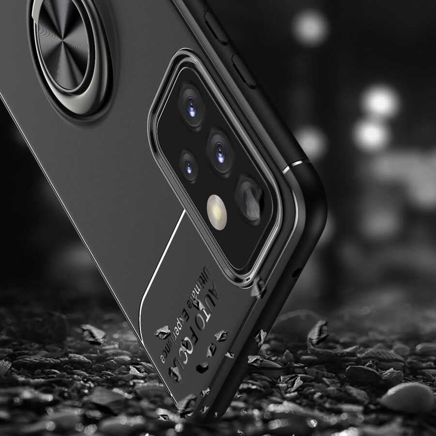 Galaxy A52 Kılıf Zore Ravel Silikon Kapak Siyah-Mavi