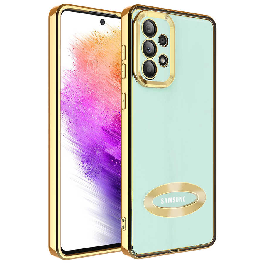 Galaxy A53 5G Kılıf Kamera Korumalı Logo Gösteren Zore Omega Kapak Gümüş