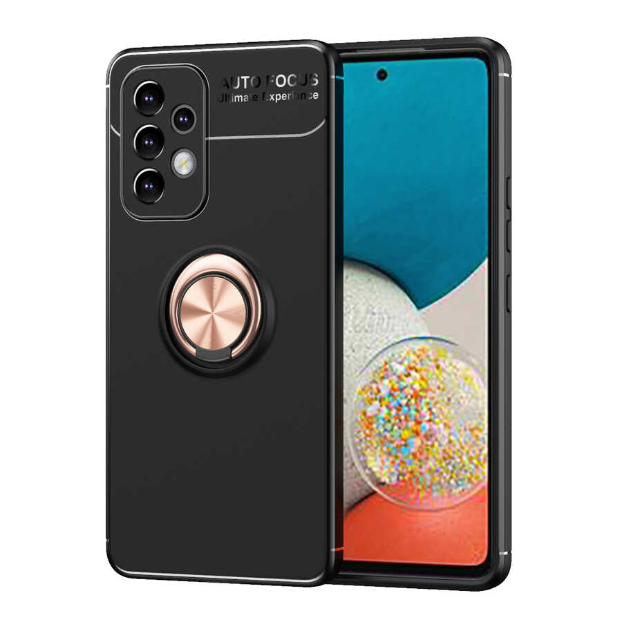 Galaxy A53 5G Kılıf Zore Ravel Silikon Kapak Siyah-Rose Gold
