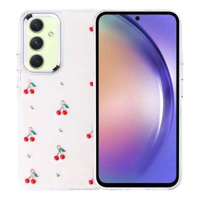 Galaxy A54 Kılıf Airbag Tasarımlı Simli Şeffaf Zore Kutup Kapak Kiraz