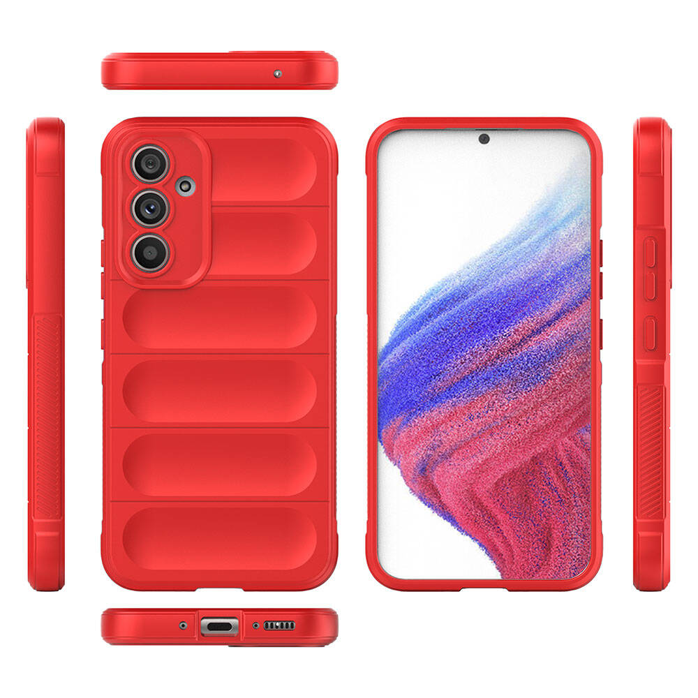 Galaxy A54 Kılıf Esnek TPU Oyuklu Arka Yüzey Tasarımlı Zore Etnik Silikon Kapak Kırmızı