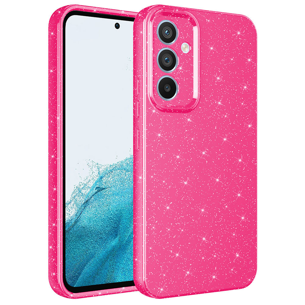 Galaxy A54 Kılıf Kamera Korumalı Simli Lüks Zore Koton Kapak Pembe Koyu