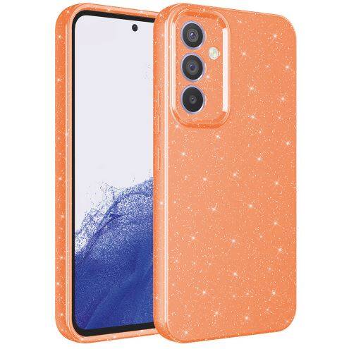 Galaxy A54 Kılıf Kamera Korumalı Simli Lüks Zore Koton Kapak Turuncu