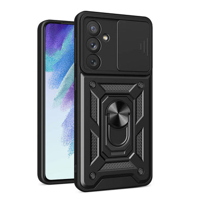 Galaxy A54 Kılıf Magnetik Standlı Kamera Korumalı Zore Sürgülü Vega Kapak Mavi