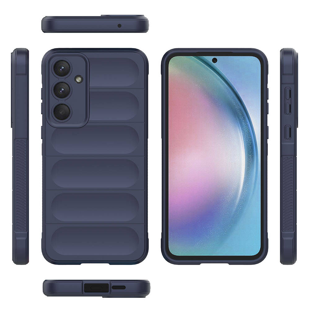 Galaxy A55 Kılıf Esnek TPU Oyuklu Arka Yüzey Tasarımlı Zore Etnik Silikon Kapak Lacivert