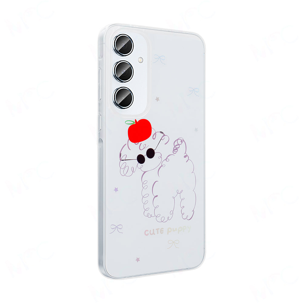 Galaxy A55 Kılıf Şeffaf Figürlü Zore Folk Sert Kapak Sevimli Köpek
