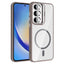 Galaxy A55 Kılıf Standlı ve Kamera Lens Hediyeli M-Safe Şarj Özellikli Zore Etro Kapak Gri