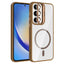 Galaxy A55 Kılıf Standlı ve Kamera Lens Hediyeli M-Safe Şarj Özellikli Zore Etro Kapak Desert Titanyum