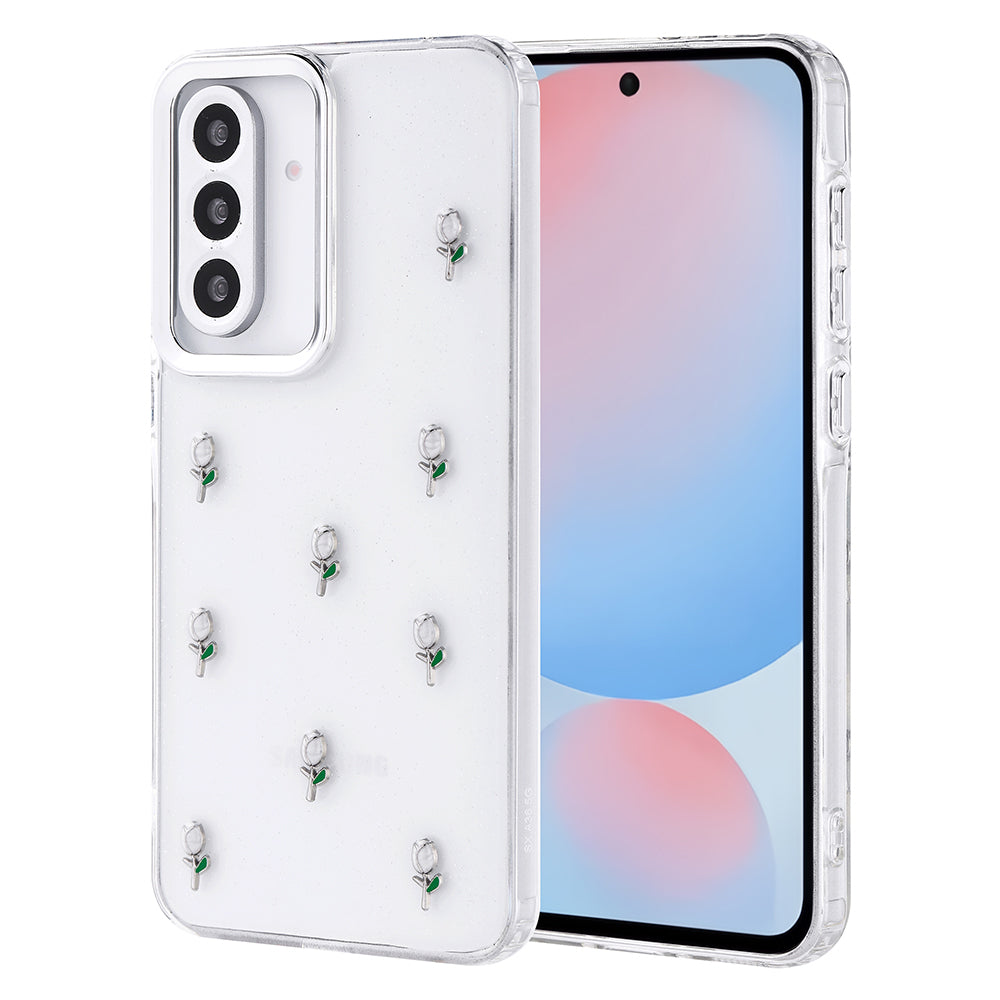 Galaxy A56 Kılıf Airbag Tasarımlı Simli Şeffaf Zore Kutup Kapak Lale