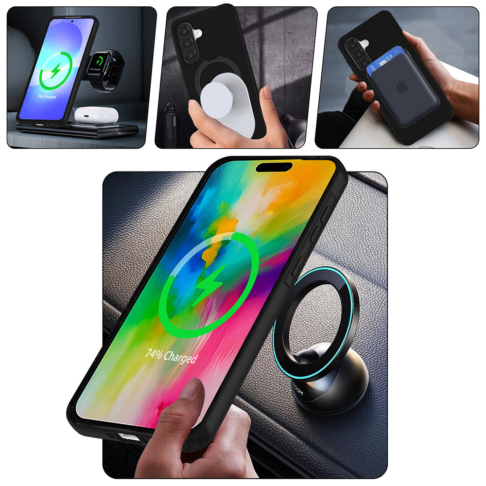 Galaxy A56 Kılıf M-safe Şarj Özellikli Standlı Zore Samara Kapak Siyah