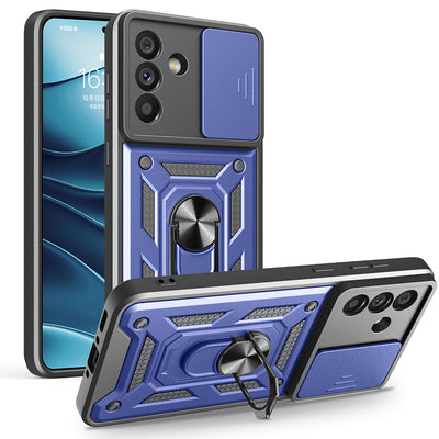 Galaxy A56 Kılıf Magnetik Standlı Kamera Korumalı Zore Sürgülü Vega Kapak Mavi
