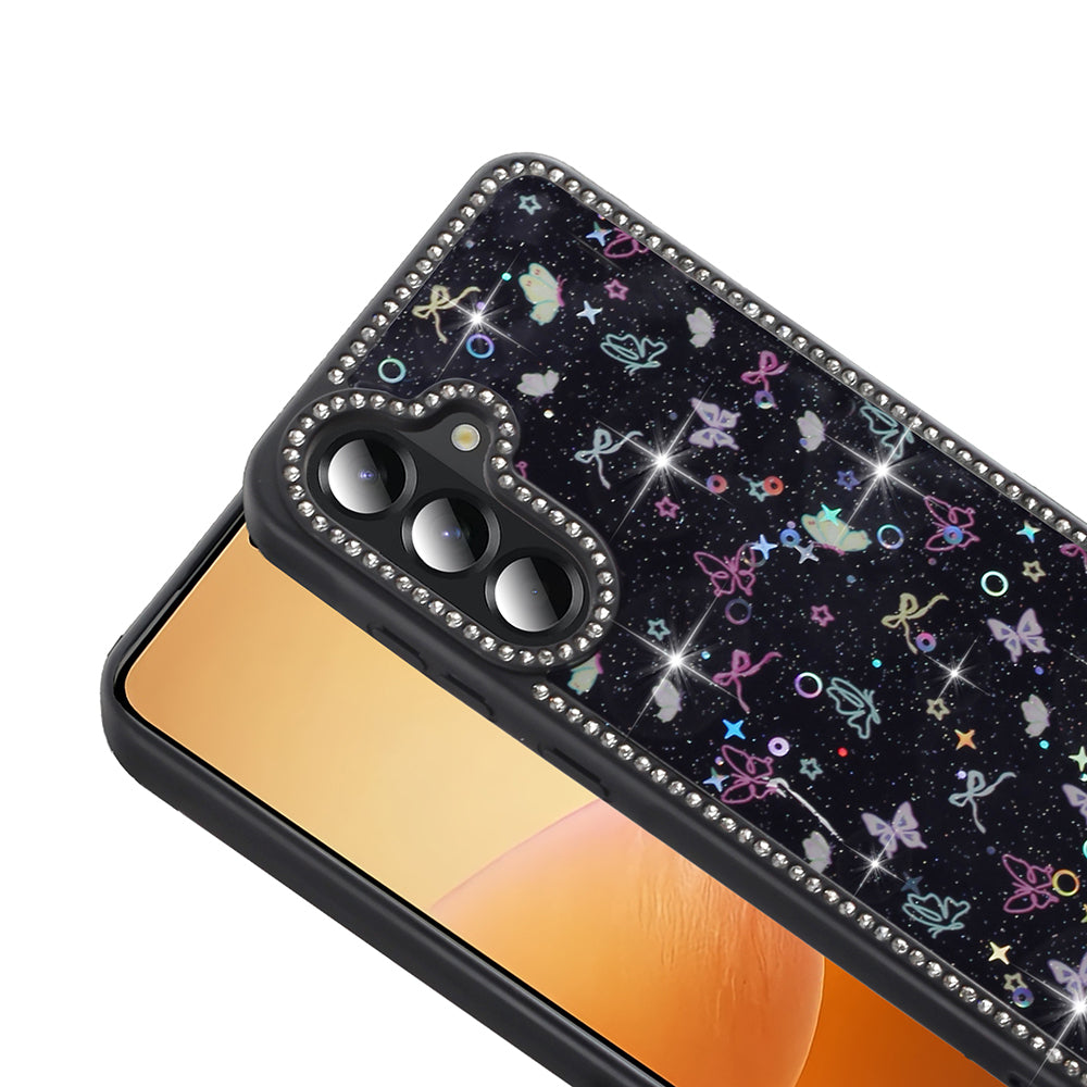 Galaxy A56 Kılıf Taşlı ve Simli Tasarım Zore Azra Kapak Pembe