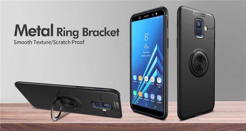 Galaxy A6 2018 Kılıf Zore Ravel Silikon Kapak Siyah-Mavi