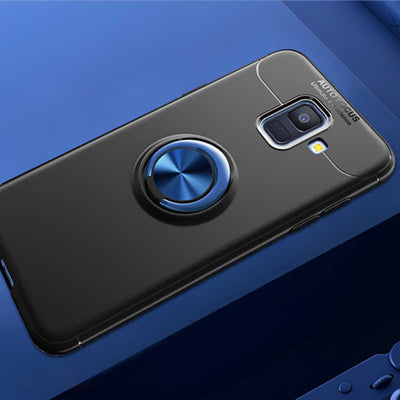 Galaxy A6 2018 Kılıf Zore Ravel Silikon Kapak Siyah-Mavi