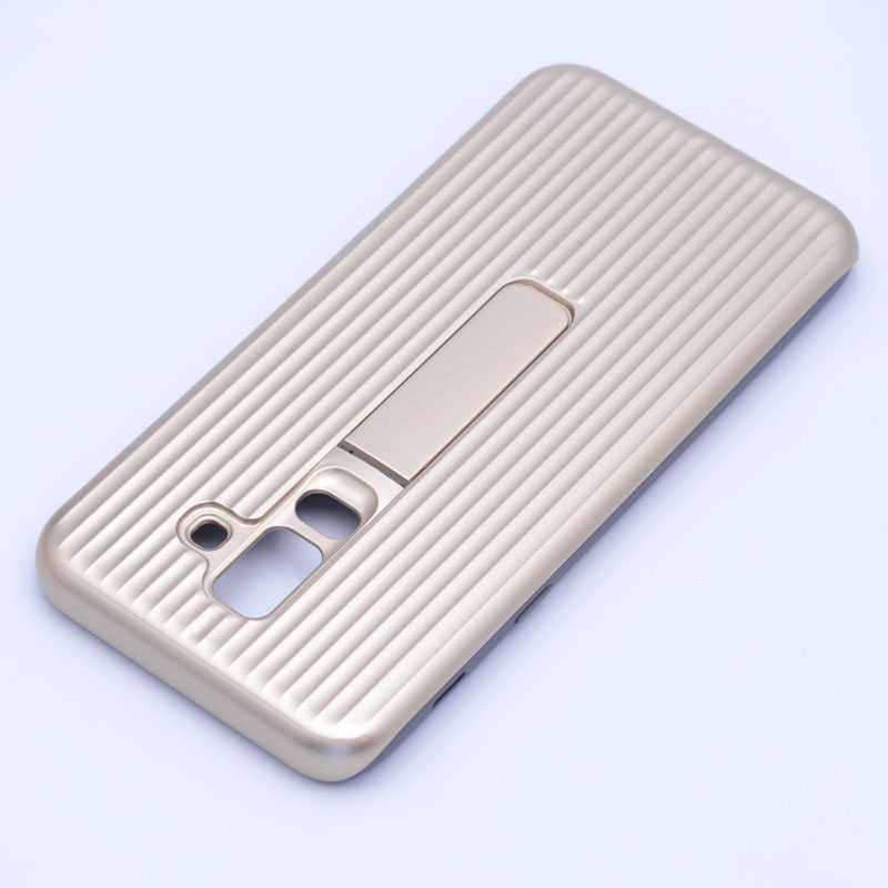 Galaxy A6 Plus 2018 Kılıf Zore Wave Standlı Mıknatıslı Kapak Gold