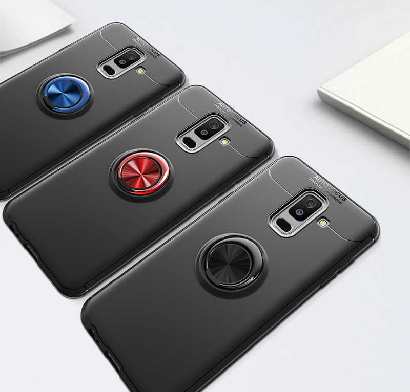 Galaxy A6 Plus 2018 Kılıf Zore Ravel Silikon Kapak Siyah-Mavi