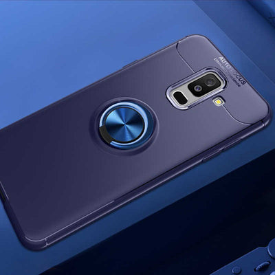 Galaxy A6 Plus 2018 Kılıf Zore Ravel Silikon Kapak Siyah-Mavi