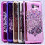 Galaxy A7 2016 Kılıf Zore Lazer Çiçekli Sıvılı Silikon Mor