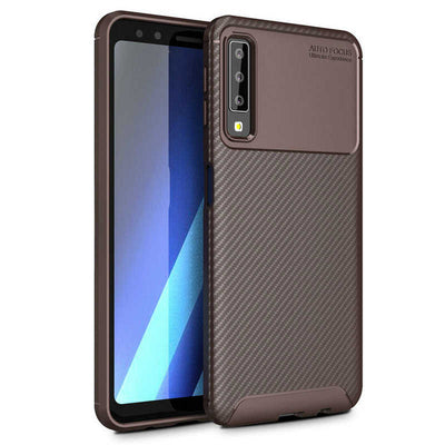 Galaxy A7 2018 Kılıf Zore Negro Silikon Kapak Kahverengi