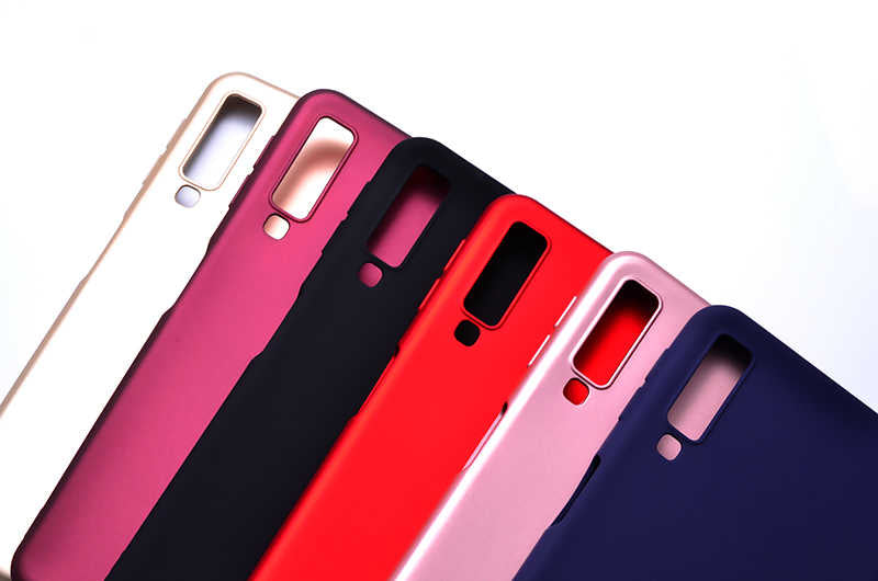 Galaxy A7 2018 Kılıf Zore Premier Silikon Kapak Mürdüm