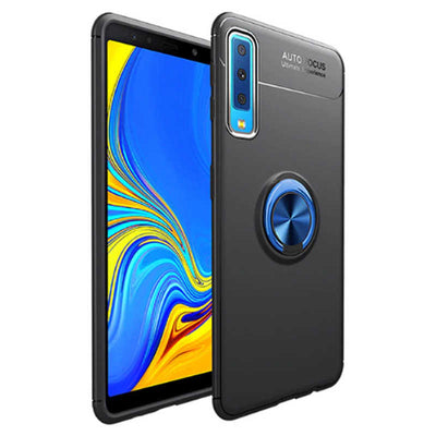 Galaxy A7 2018 Kılıf Zore Ravel Silikon Kapak Siyah-Rose Gold