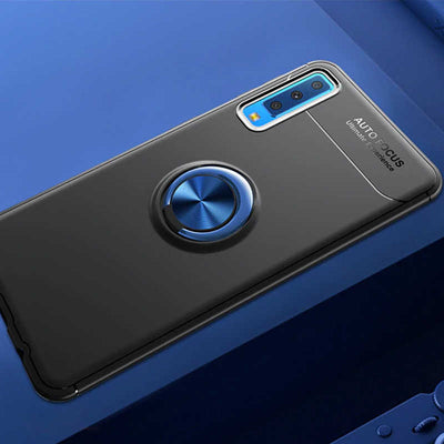 Galaxy A7 2018 Kılıf Zore Ravel Silikon Kapak Siyah-Mavi