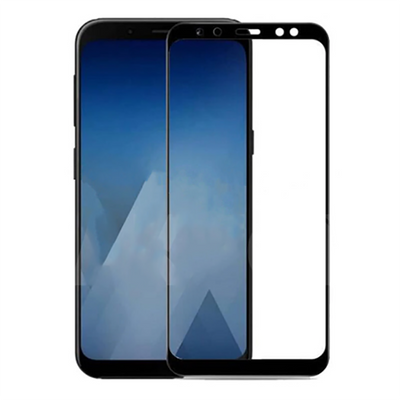 Galaxy A7 2018 Zore Kenarları Kırılmaya Dayanıklı Cam Ekran Koruyucu Siyah