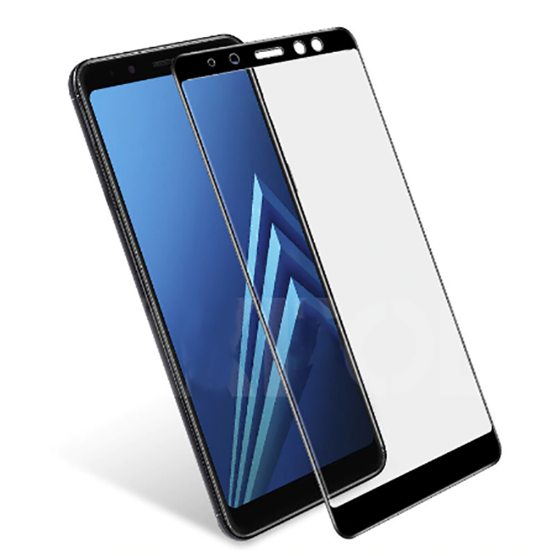 Galaxy A7 2018 Zore Kenarları Kırılmaya Dayanıklı Cam Ekran Koruyucu Siyah