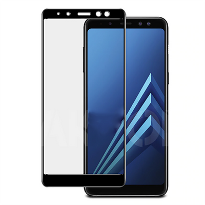 Galaxy A7 2018 Zore Kenarları Kırılmaya Dayanıklı Cam Ekran Koruyucu Siyah