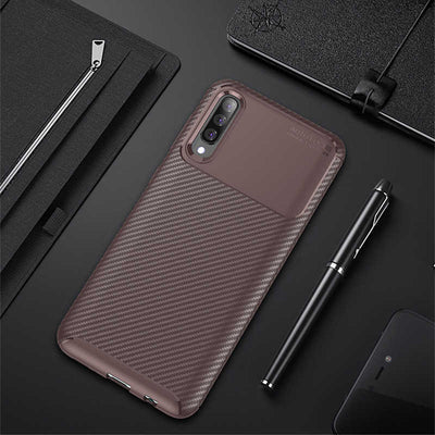 Galaxy A70 Kılıf Zore Negro Silikon Kapak Kahverengi